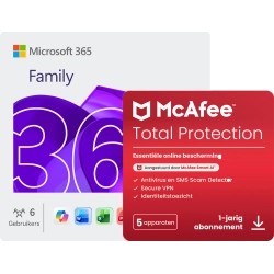 Microsoft 365 Family + McAfee Total Protection | 5 Apparaten | 1 jaar