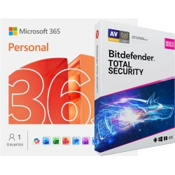 Microsoft 365 Personal + Bitdefender Total Security | 5 dispositivos | 1 año