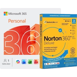 Microsoft 365 Personal + Norton 360 Deluxe | 3 Apparaten | 1 Jaar