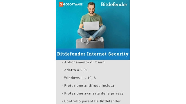 Bitdefender Internet Security 2026 | 5 Dispositivi | 2 anni | Rinnovo automatico