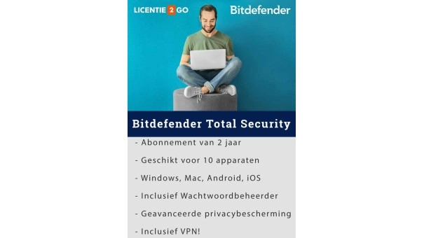 Bitdefender Total Security 2026 | 10 Apparaten | 2 jaar | Automatische verlenging
