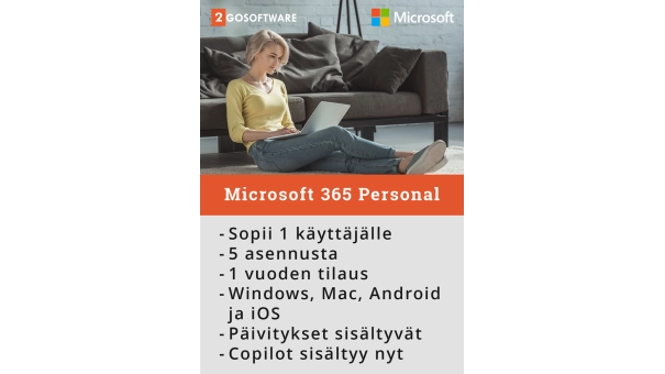 Microsoft 365 Personal | 1 käyttäjä - 1 vuosi | Sisältää päivitykset