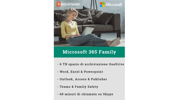 Microsoft 365 Family | 6 Utenti - 1 Anno | Inclusi Aggiornamenti