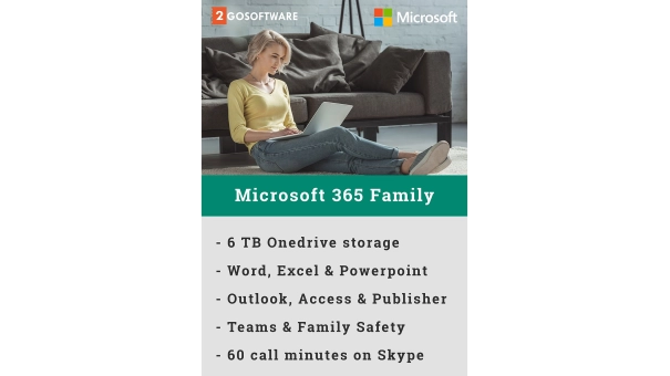 Microsoft 365 Family | 6 Users - 1 Year | Including Updates
