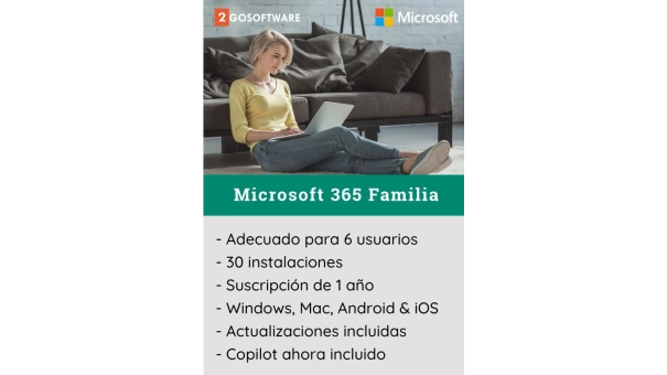 Microsoft 365 Familia | 6 Usuarios - 1 Año | Incluye Actualizaciones