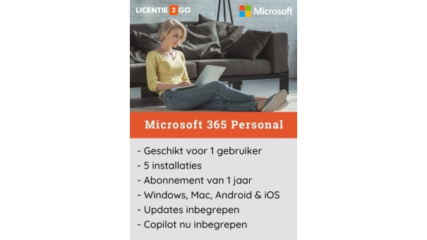 Microsoft 365 Personal | 1 Gebruiker - 1 Jaar | Inclusief updates