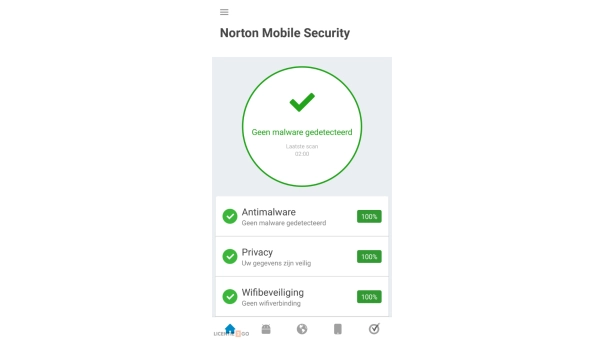 Norton Mobile Security beveiligingsoverzicht