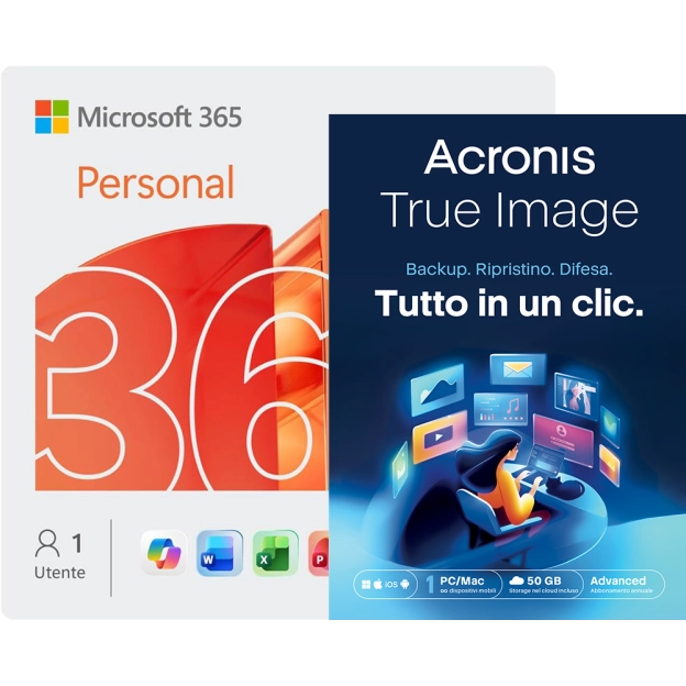 Microsoft 365 Personal + Acronis True Image Advanced | 50 GB Cloud | 1 PC | 1 Anno