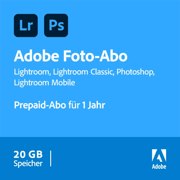 Adobe Creative Cloud Foto-Abo (Photoshop CC + Lightroom CC) | 1 Benutzer | 1 Jahr | 20 GB Cloudspeicher