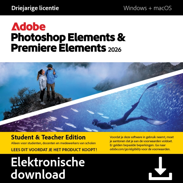 Adobe Photoshop Elements & Premiere Elements 2026 | Student & Teacher editie