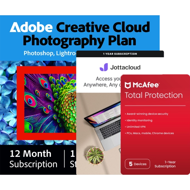 Adobe Photography Plan 1 TB + McAfee Total Protection 5 PC + Jottacloud Home | 1 Jaar
