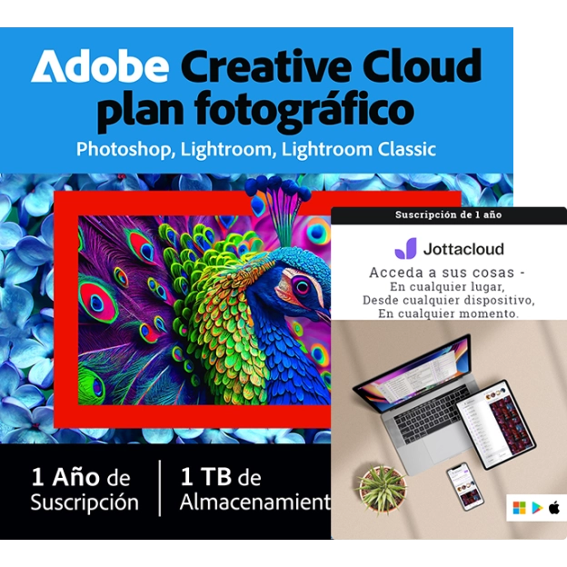 Adobe Photography Plan 1 TB + Jottacloud Home | 5 usuarios | 1 Año