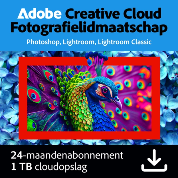 Adobe Photography Plan (Photoshop CC + Lightroom CC) | 2 Jaar | 1 Gebruiker | 1TB cloudopslag