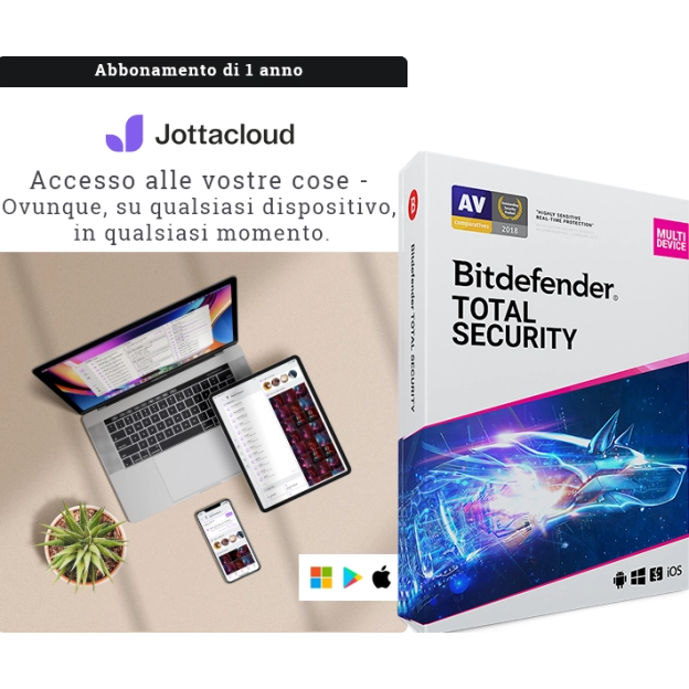 Jottacloud Home + Bitdefender Total Security | 5 Dispositivi | 1 Anno