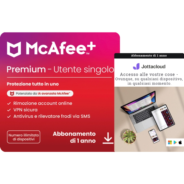 McAfee+ Premium Individual + Jottacloud Personal Unlimited | 1 anno | Dispositivi illimitati