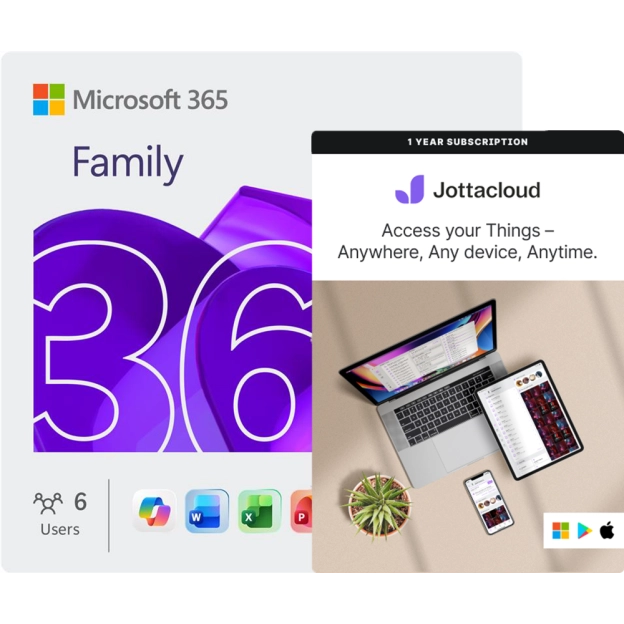 Microsoft 365 Family + Jottacloud Personal Unlimited | 1 Year | Unlimited cloud storage